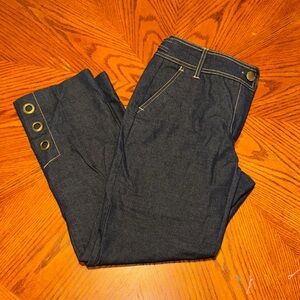 Robert Louis Dark Blue Ankle Jeans with Gold Button Accents